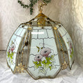 Lights: Hexagonal Morning Glory Floral Panel Glass Pendant Light