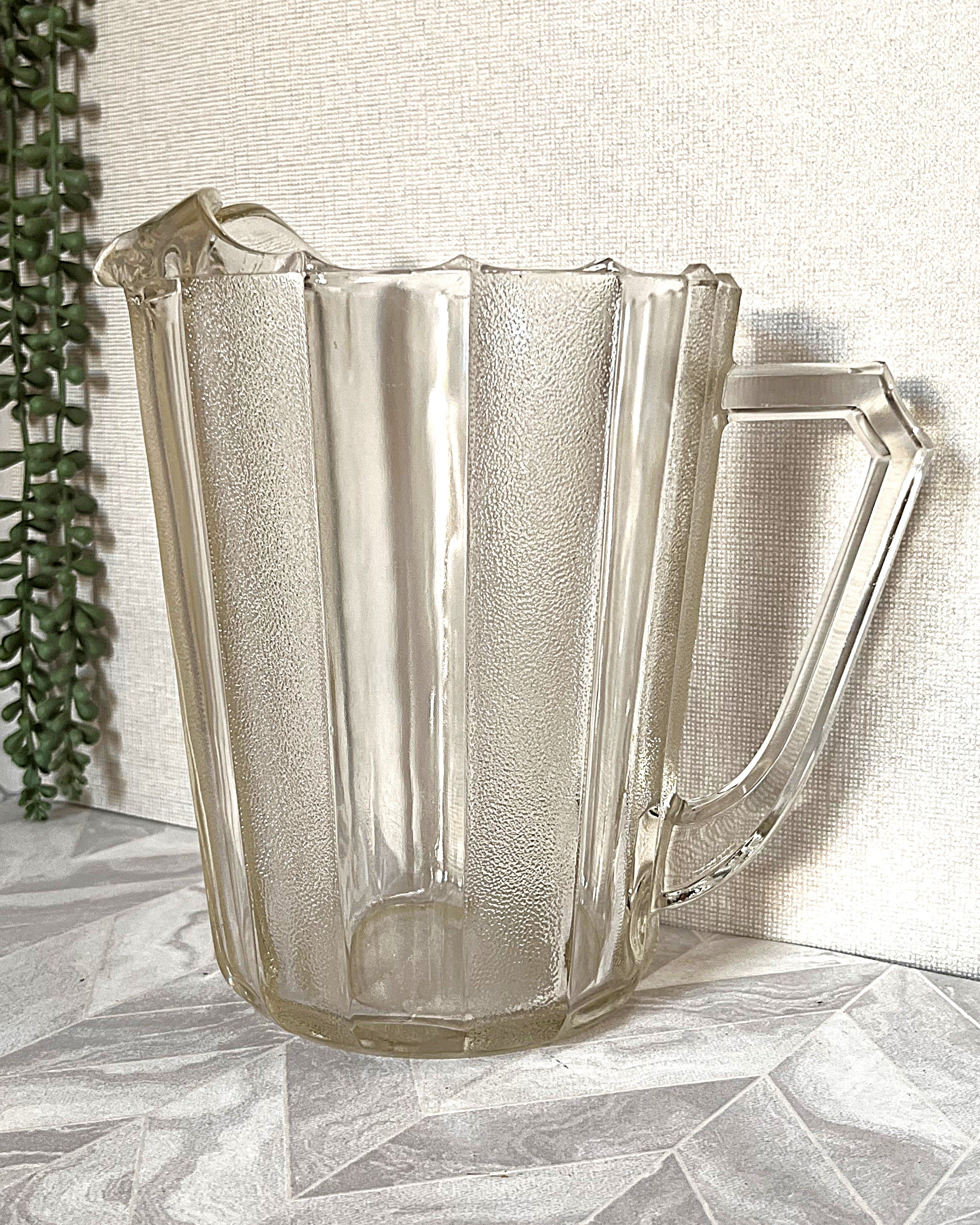 Glass Pitcher: Art Deco Dewdrop Pitcher, Jeannette Glass
