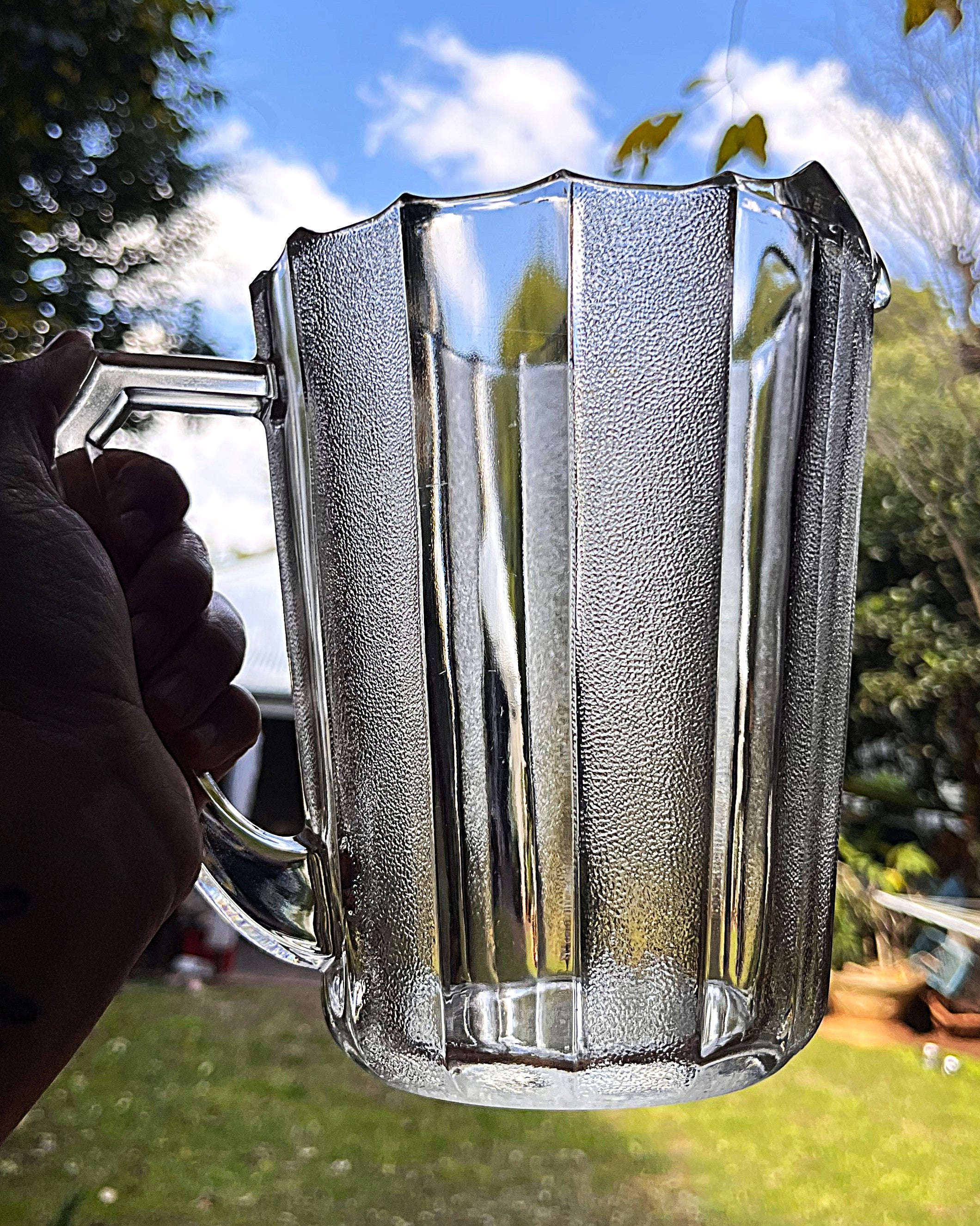 Glass Pitcher: Art Deco Dewdrop Pitcher, Jeannette Glass