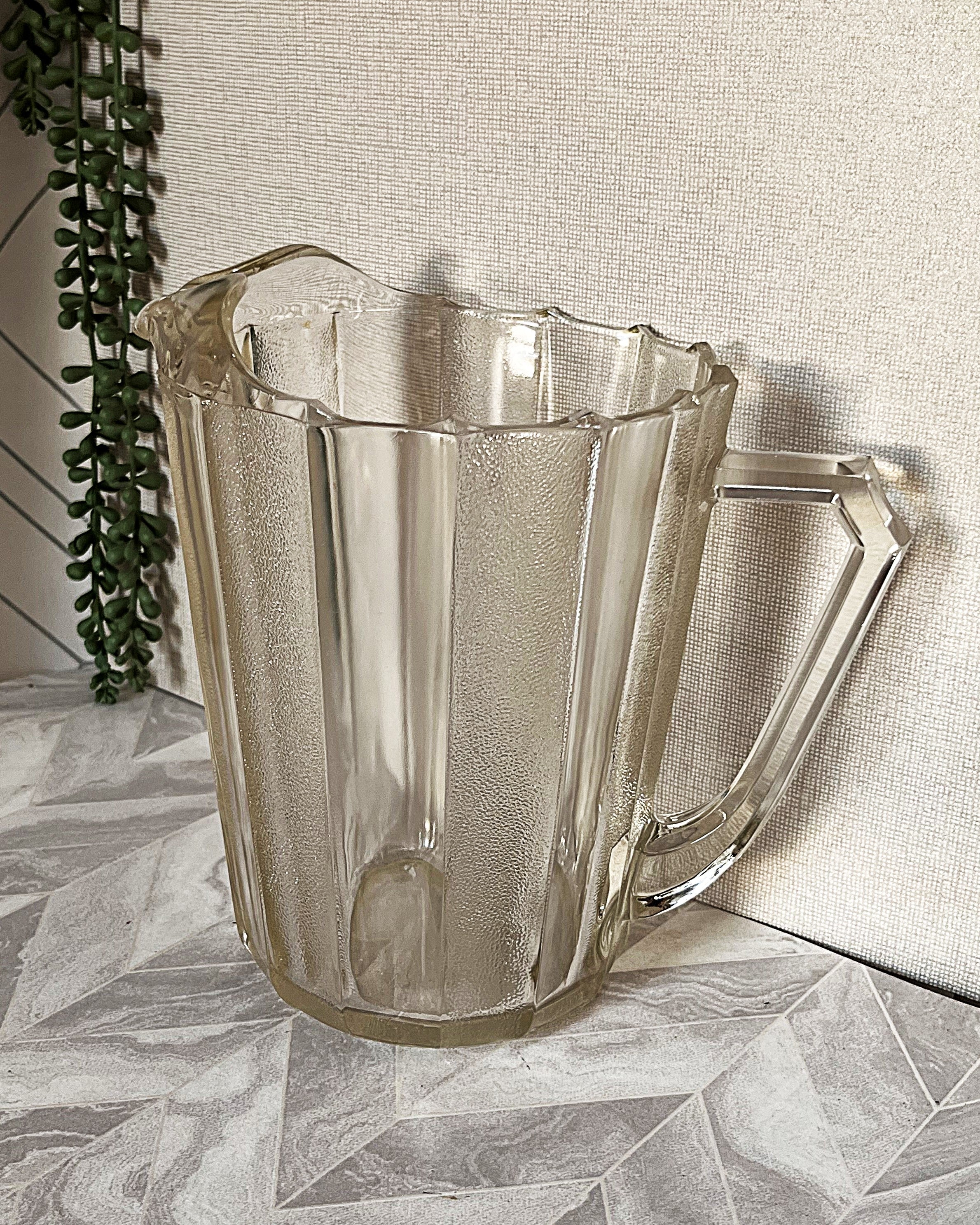 Glass Pitcher: Art Deco Dewdrop Pitcher, Jeannette Glass