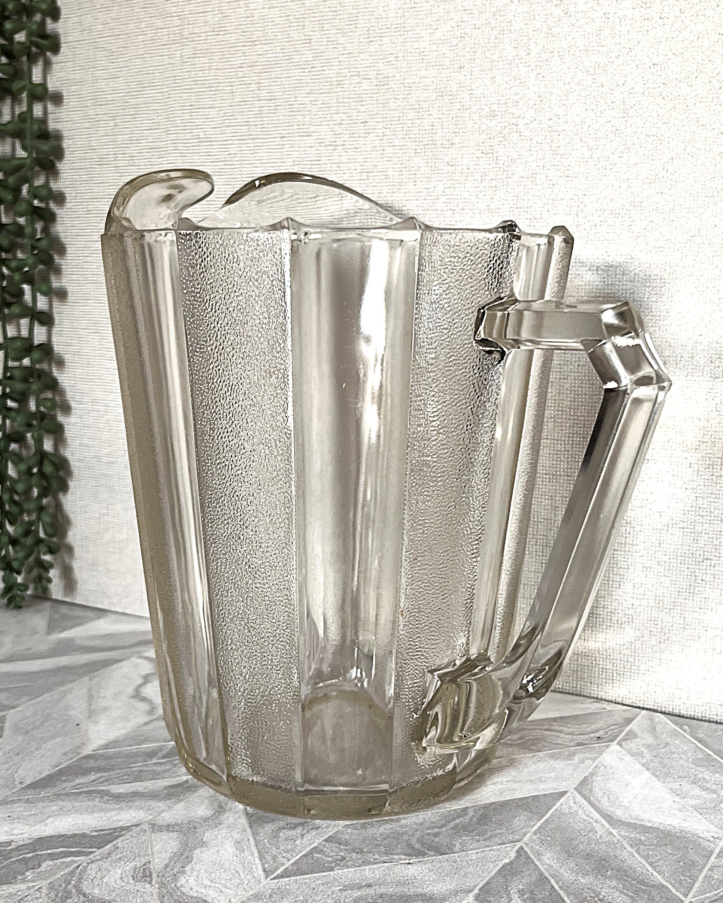 Glass Pitcher: Art Deco Dewdrop Pitcher, Jeannette Glass
