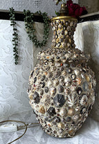 Lamps: Mid-Century Hollywood Regency Grotto-Style Encrusted Seashell Amphora Lamp Base