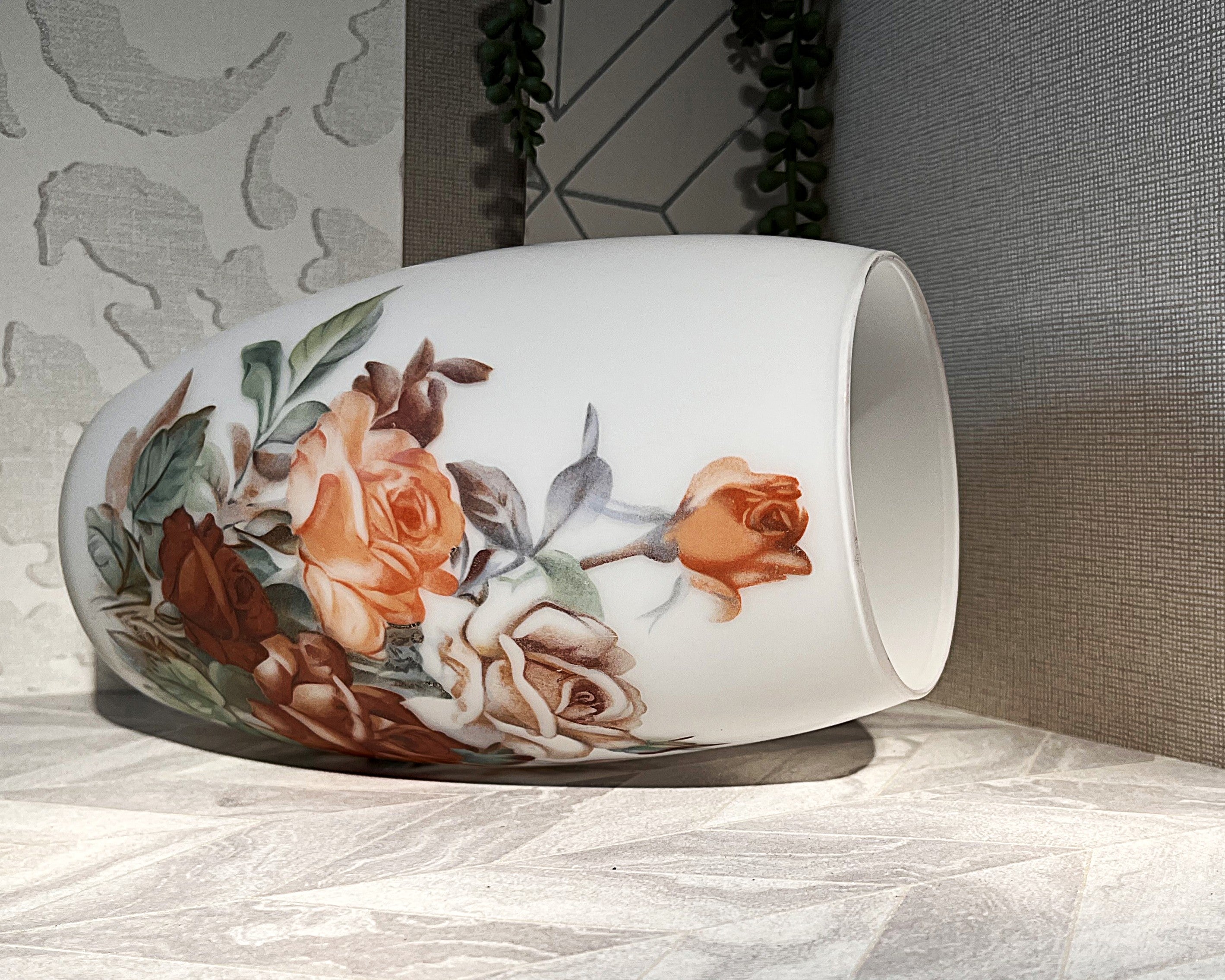 Vases: Fenton Art Satin Glass Autumn Rose Design