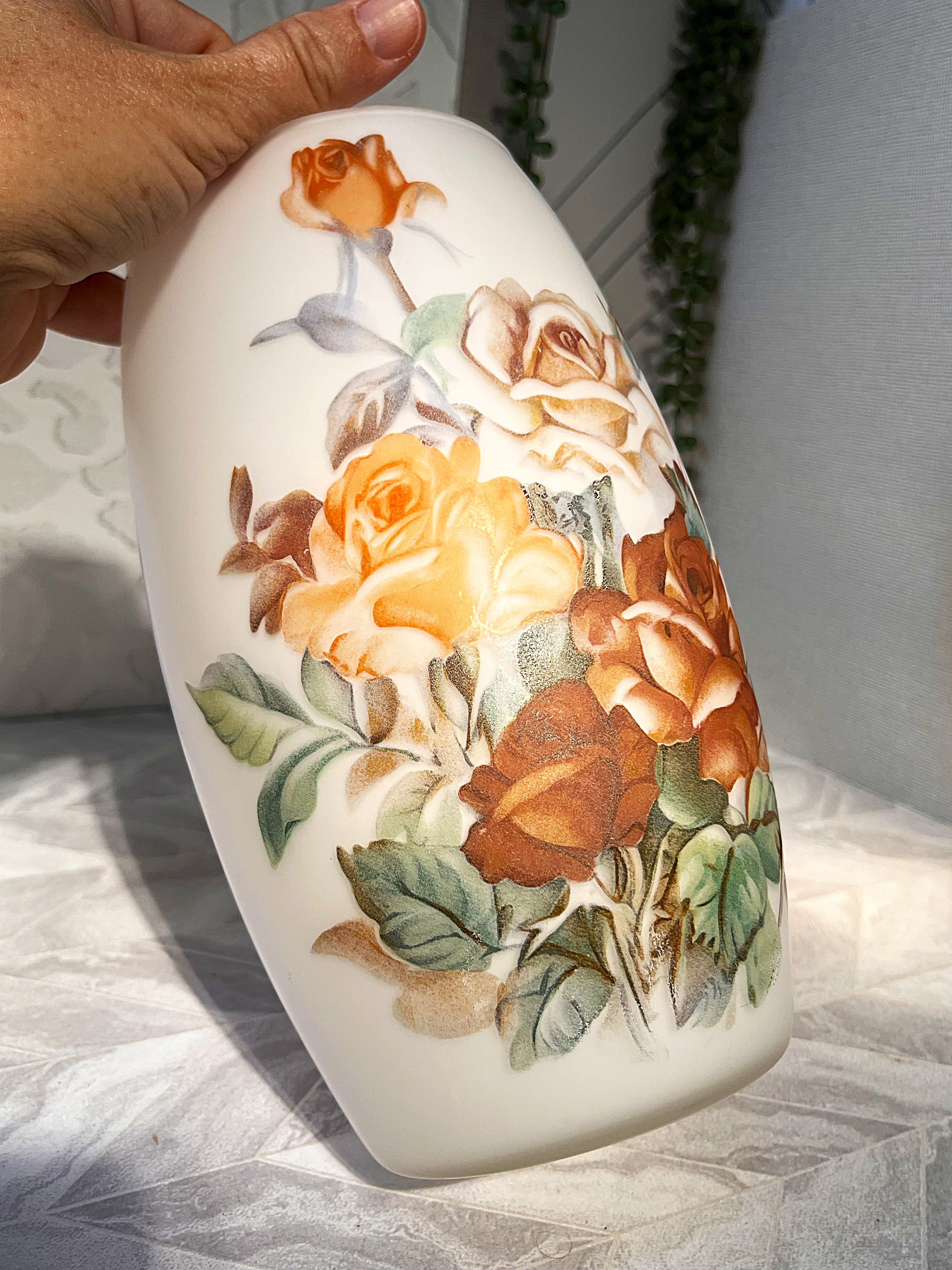 Vases: Fenton Art Satin Glass Autumn Rose Design