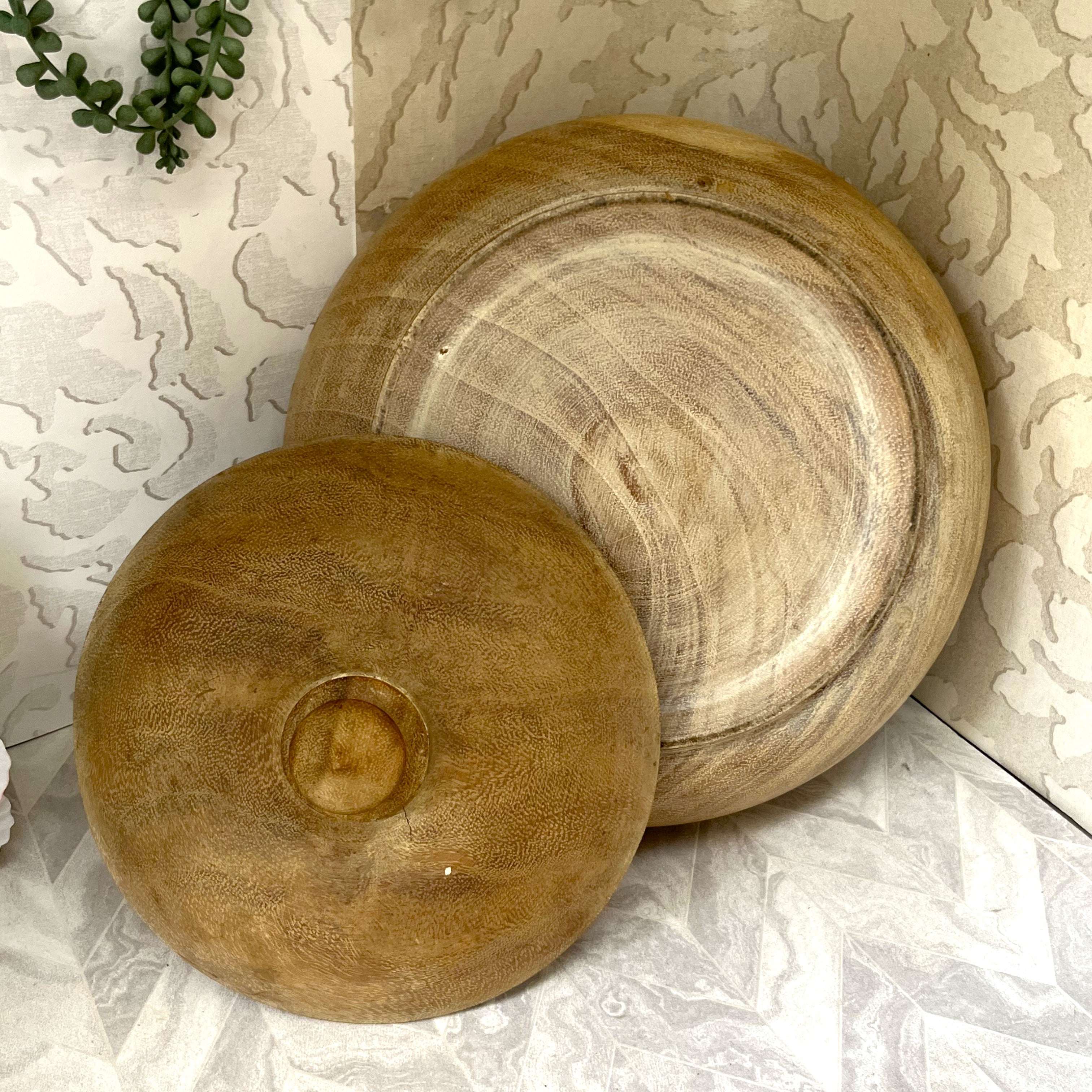 Carved Wood: Large Solid Kiaat Lidded Bowl