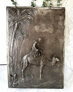 Three-Dimensional Wall Art: Antique WMF Jugendstil Orientalist Camel Bas-Relief Plaque, c.1900