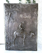 Three-Dimensional Wall Art: Antique WMF Jugendstil Orientalist Camel Bas-Relief Plaque, c.1900
