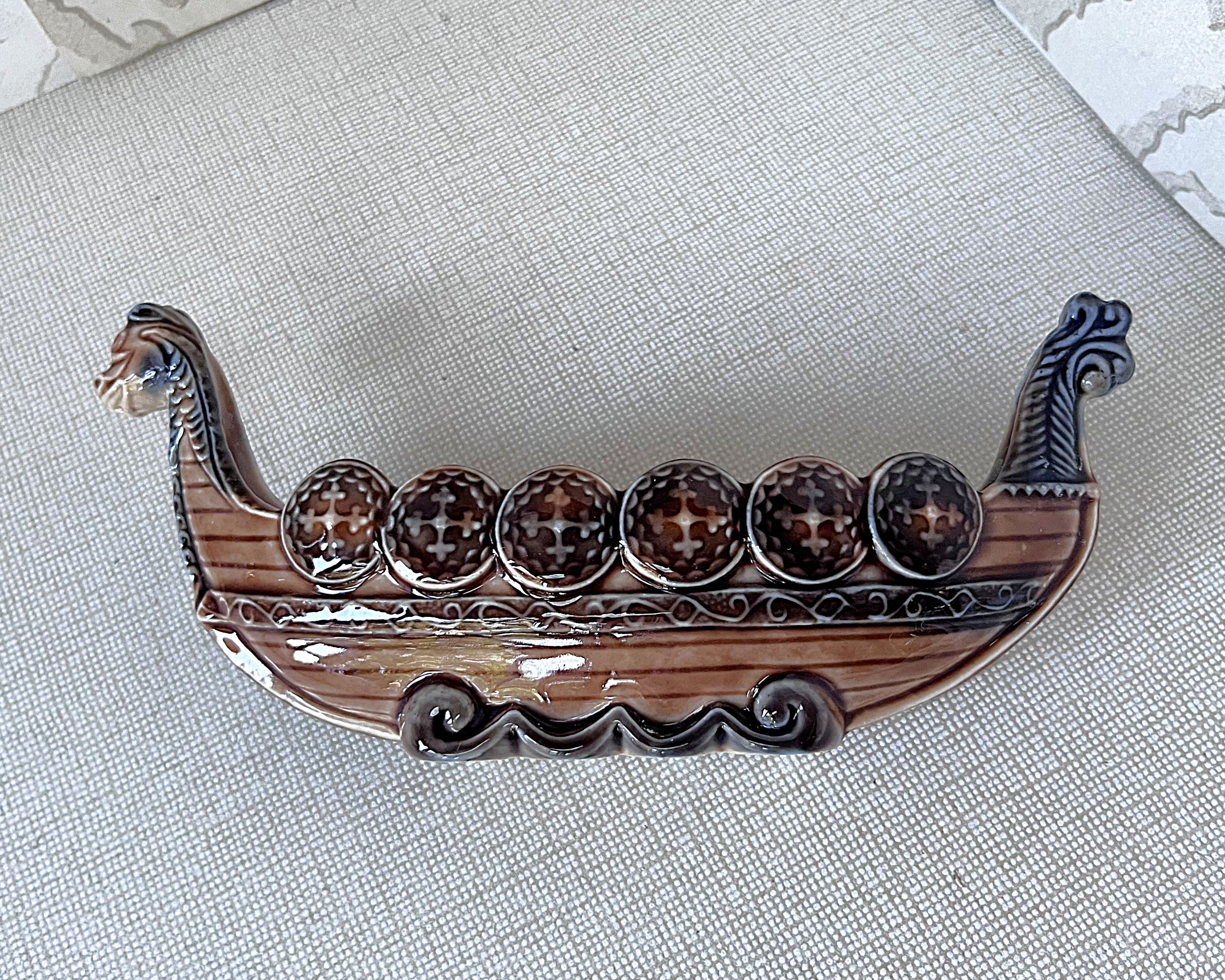 Mantel Vases: Wade Porcelain Viking Longboat Mantel Vase