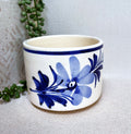 Studio Pottery: Small Salt Crock Blue Floral