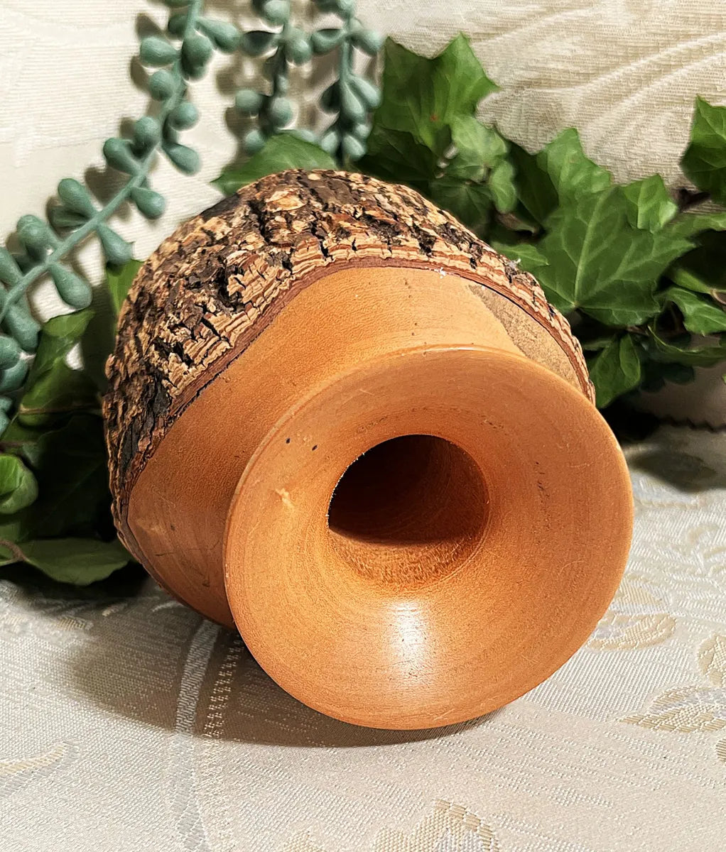 Wood Décor: Live-Edge Hardwood Tree Bark Vase