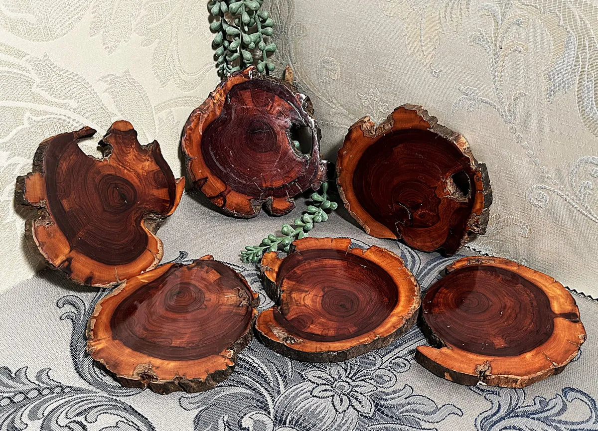 Coasters: Sliced Matumi / Mesquite Live-Edge Wood Coasters