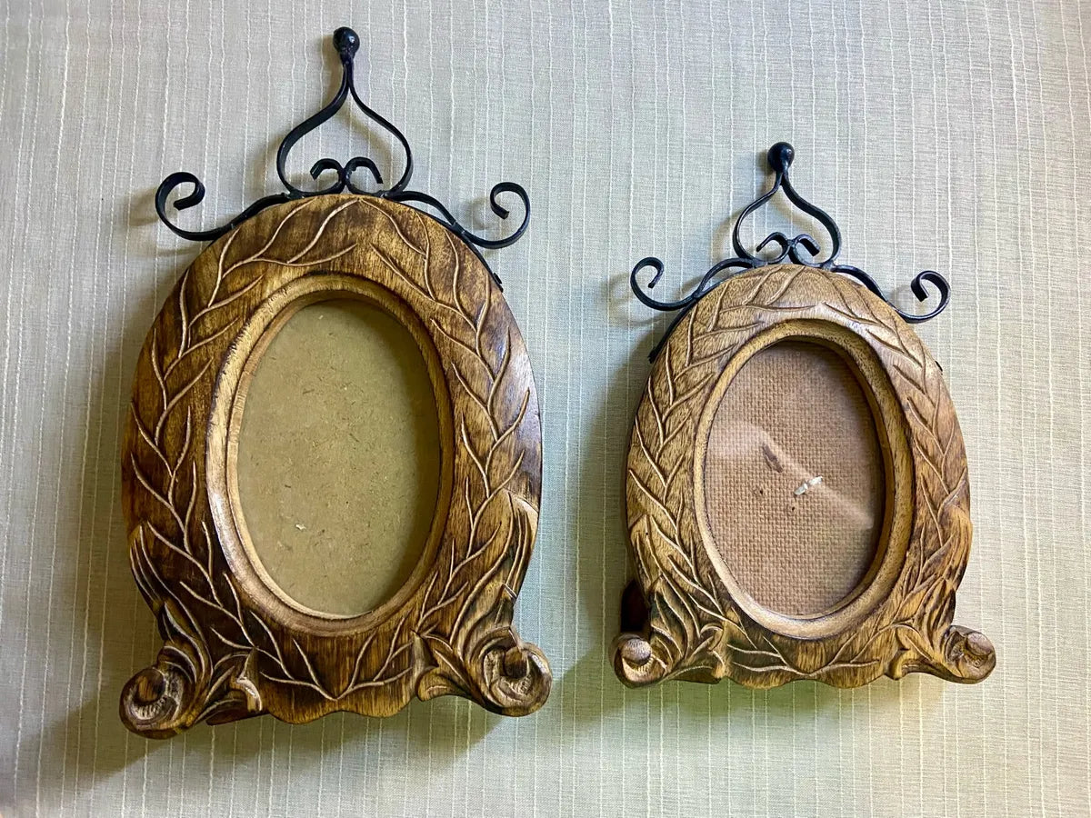 Frames: Baroque Leaf Wooden Frames with Wrought Iron Scrolls, 2