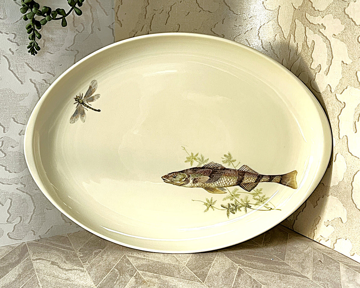 Dinnerware: Porzellan-Manufaktur Händel Bavaria Oval Fish & Dragonfly Serving Platter