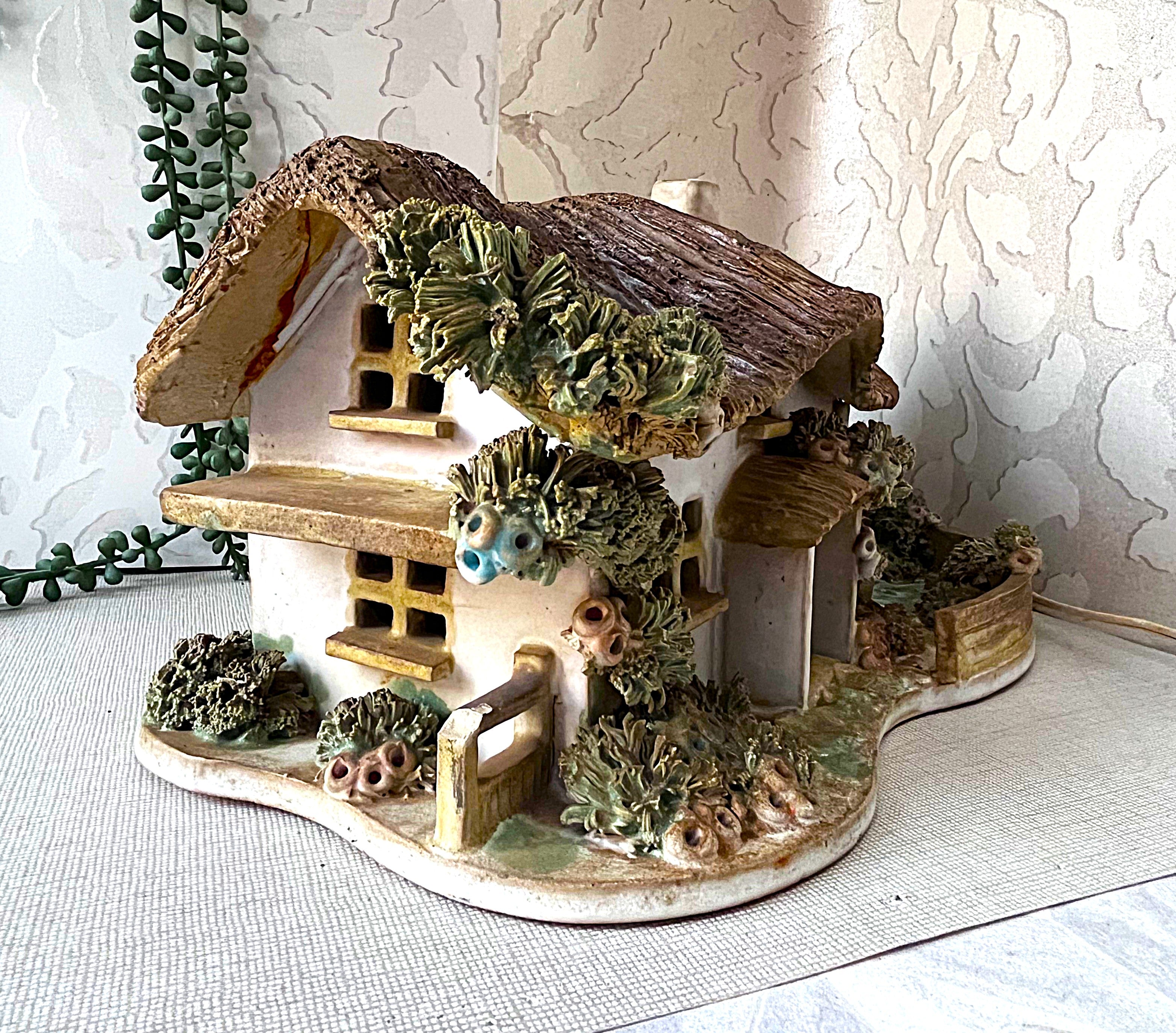 Studio Pottery: Whimsical English Country Cottage Lamp